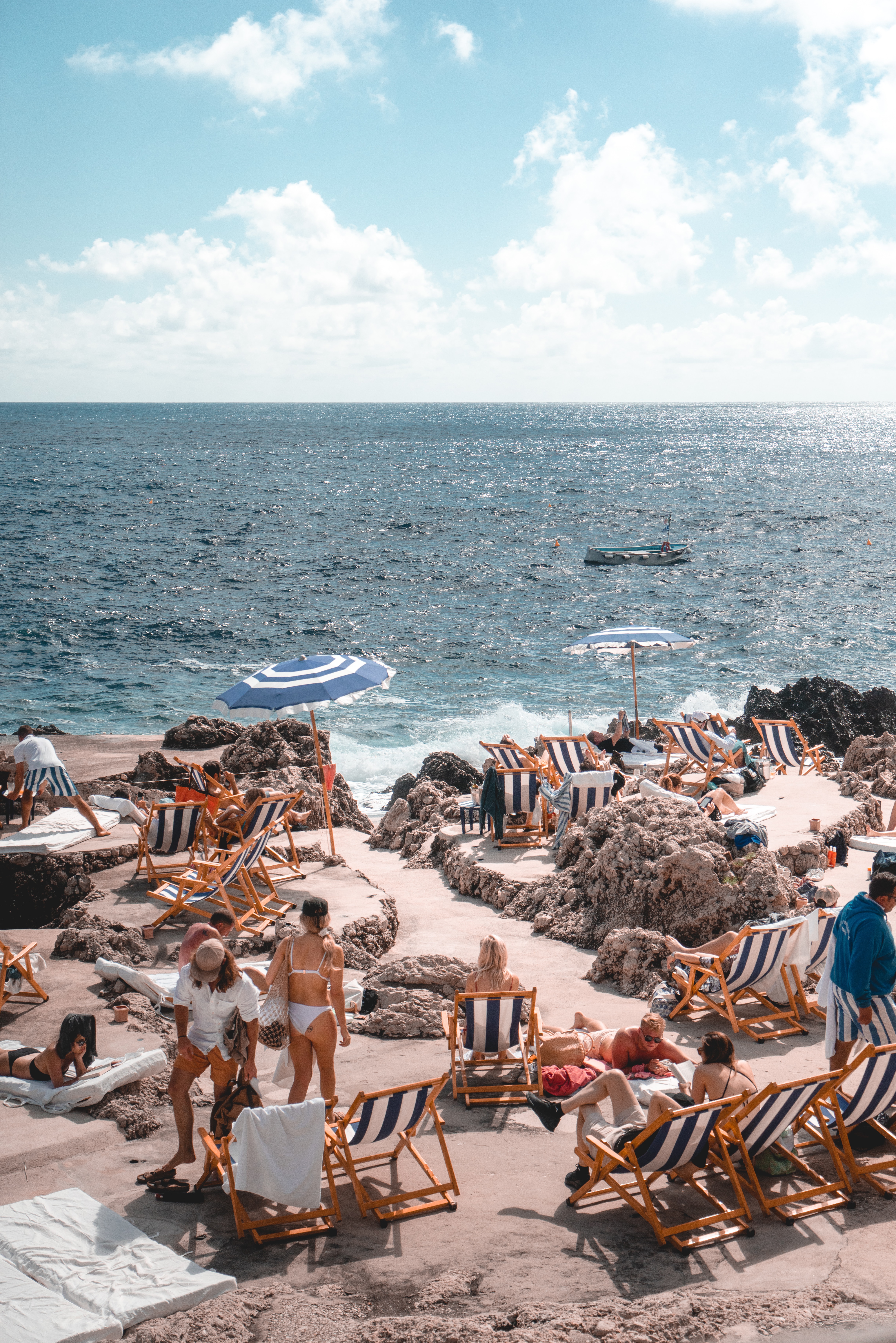 People at the beach in Capri, Italy.
